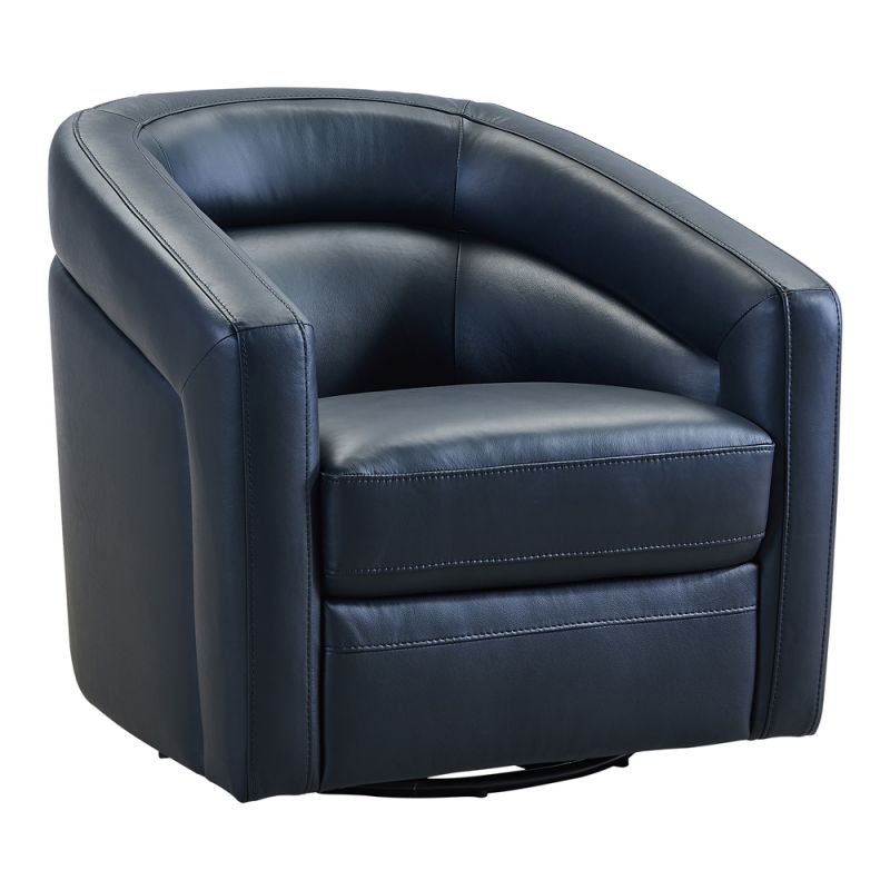 Armen Living - Desi Contemporary Swivel Accent Chair in Black Genuine Leather - LCDSCHBLK