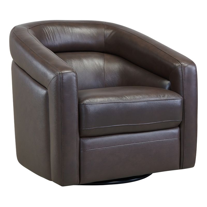 Armen Living - Desi Contemporary Swivel Accent Chair in Espresso Genuine Leather - LCDSCHES