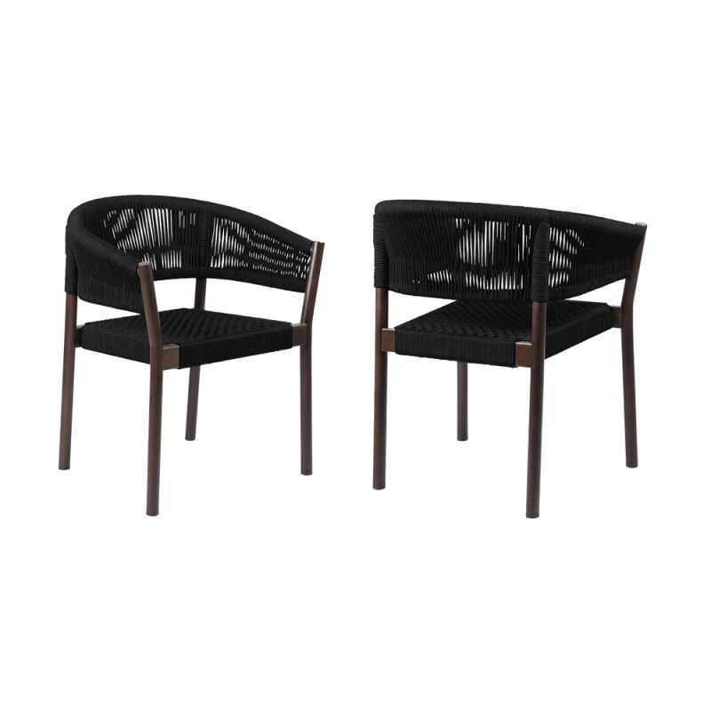Armen Living - Doris Indoor Outdoor Dining Chair in Dark Eucalyptus Wood with Black Rope (Set of 2) - LCDOSIBLK