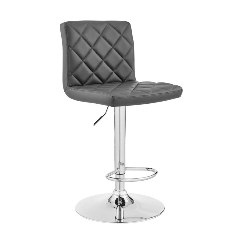 Armen Living - Duval Adjustable Gray Faux Leather and Charcoal Swivel Barstool - LCDUBACHRGR