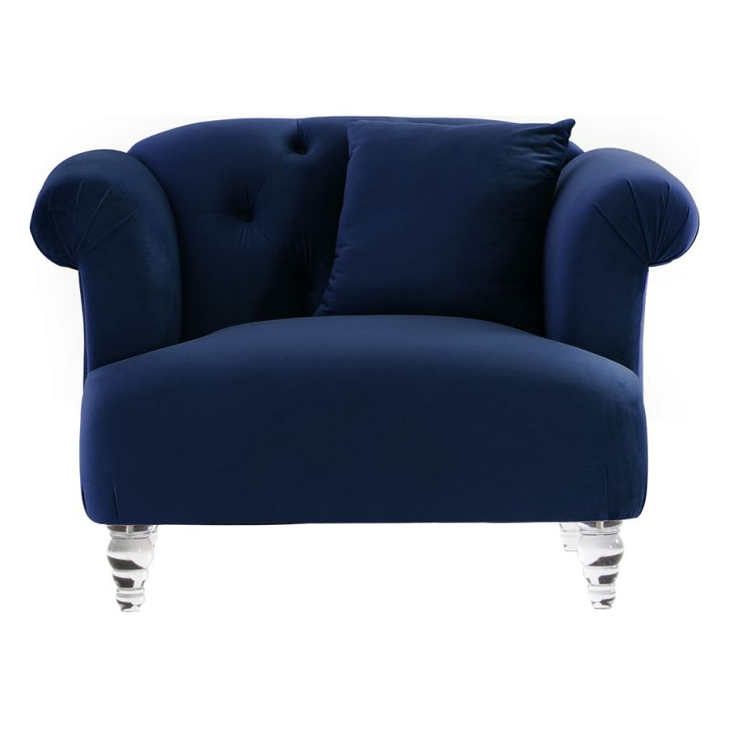 Armen Living - Elegance Contemporary Chair in Blue Velvet with Acrylic Legs - LCEG1BLUE