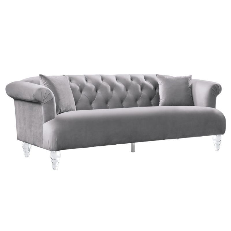 Armen Living - Elegance Contemporary Sofa in Gray Velvet with Acrylic Legs - LCEG3GR