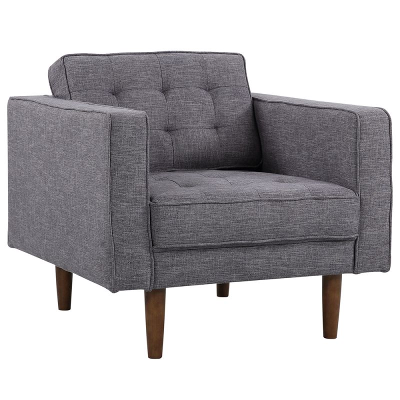 Armen Living - Element Mid-Century Modern Chair in Dark Gray Linen and Walnut Legs - LCEL1DG