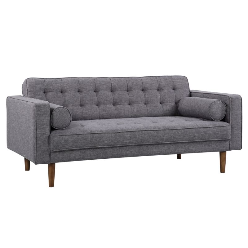 Armen Living - Element Mid-Century Modern Loveseat in Dark Gray Linen and Walnut Legs - LCEL2DG