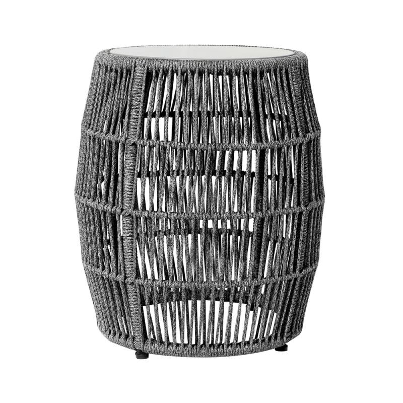 Armen Living - Emory Indoor Outdoor Garden Stool End Table in Grey Rope and Grey Stone - 840254335998