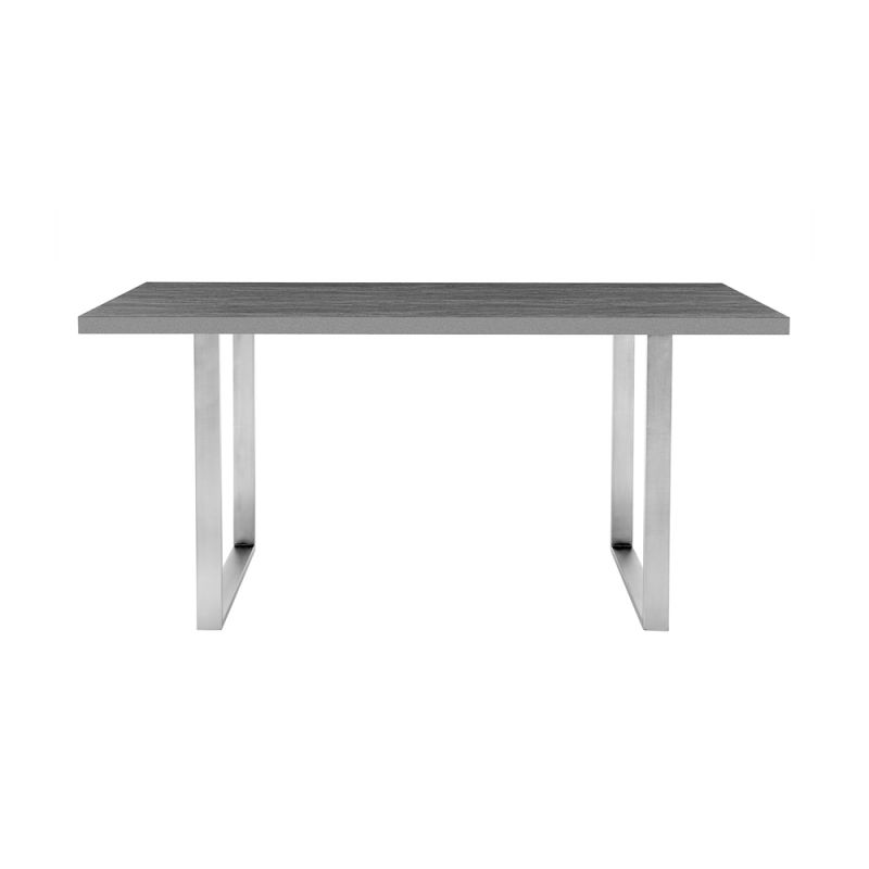 Armen Living - Fenton Dining Table with Gray Top and Brushed Stainless Steel Base - LCFEDIBSGR