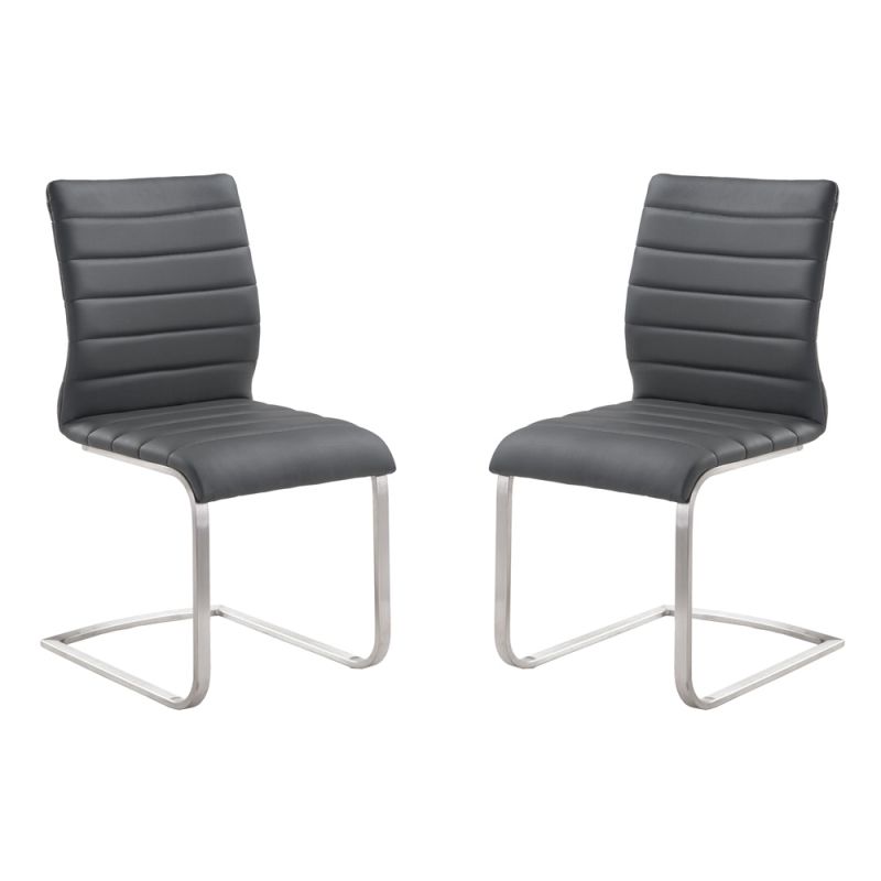 Armen Living - Fusion Contemporary Side Chair In Gray and Stainless Steel (Set of 2) - LCFUSIGR