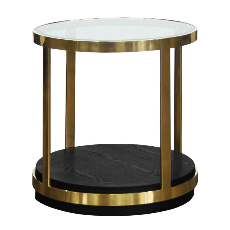 Armen Living - Hattie Contemporary End Table in Brushed Gold Finish and Black Wood - LCHTLABL