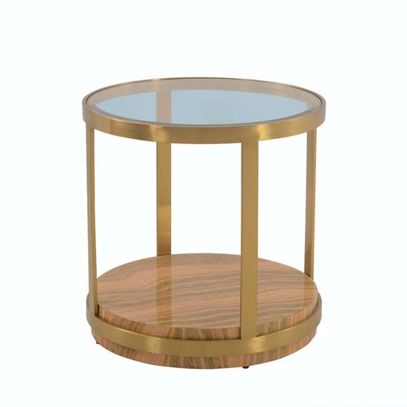 Armen Living - Hattie Glass Top End Table with Brushed Gold Legs - LCDXLAGLGLD