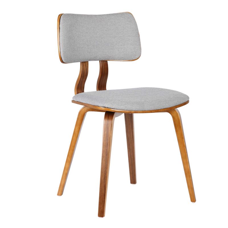 Armen Living - Jaguar Mid-Century Dining Chair in Walnut Wood and Gray Fabric - LCJASIWAGRAY