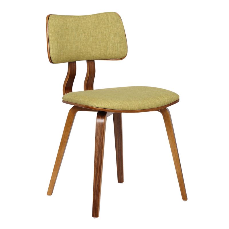 Armen Living - Jaguar Mid-Century Dining Chair in Walnut Wood and Green Fabric - LCJASIWAGREEN