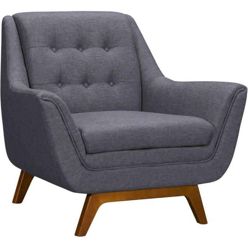 Armen Living - Janson Mid-Century Sofa Chair in Champagne WoodFinish and Dark Gray Fabric - LCJO1GR