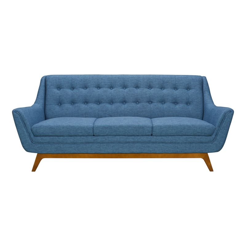 Armen Living - Janson Mid-Century Sofa in Champagne Wood Finish and Blue Fabric - LCJO3BLUE