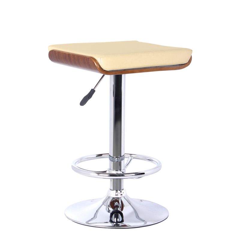 Armen Living - Java Barstool in Chrome finish with Walnut wood and Cream Faux Leather - LCJABACRWA