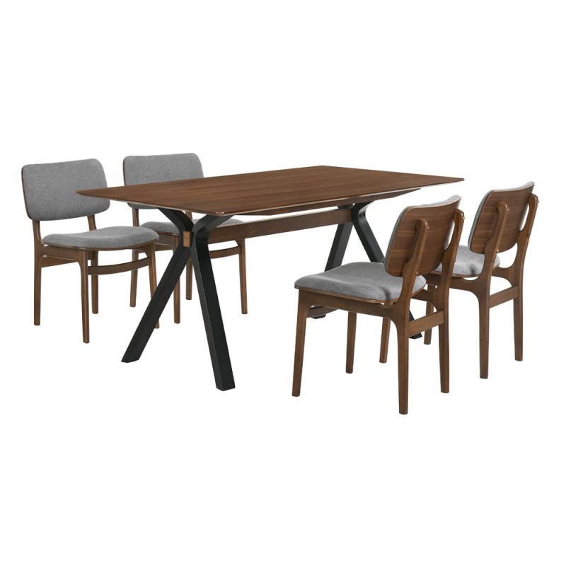 Armen Living - Laredo and Lima 5 Piece Walnut Rectangular Dining Set - SETLRDIWA5D