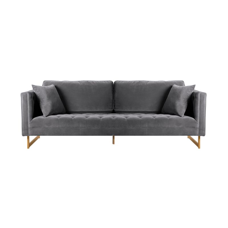 Armen Living - Lenox Gray Velvet Modern Sofa with Brass Legs - LCLN3GRY