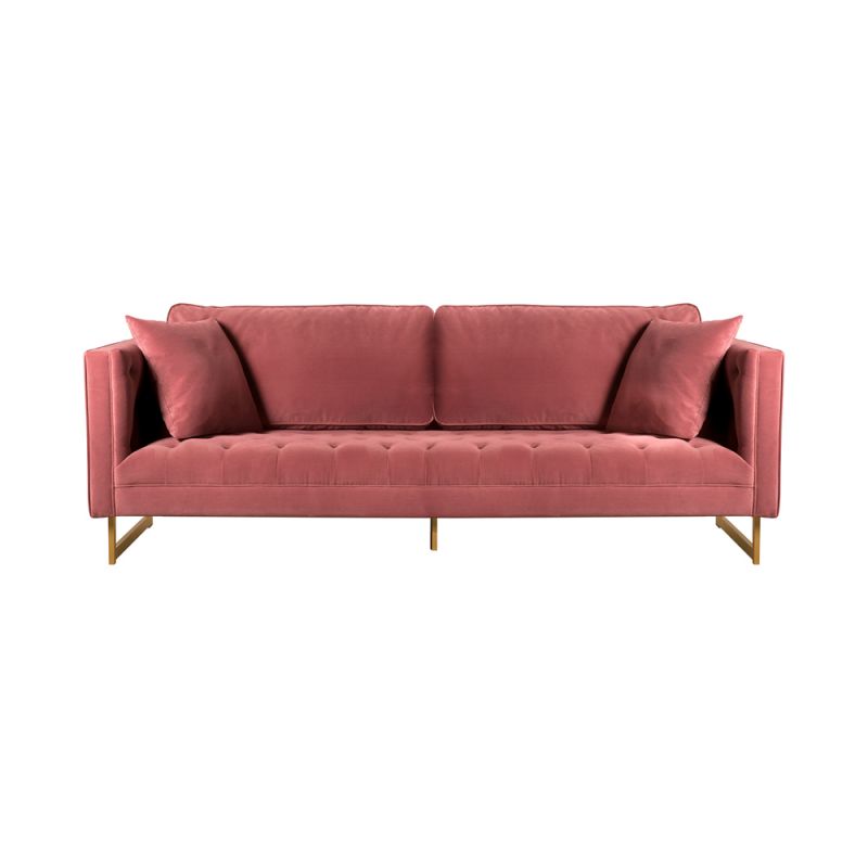 Armen Living - Lenox Pink Velvet Modern Sofa with Brass Legs - LCLN3PNK