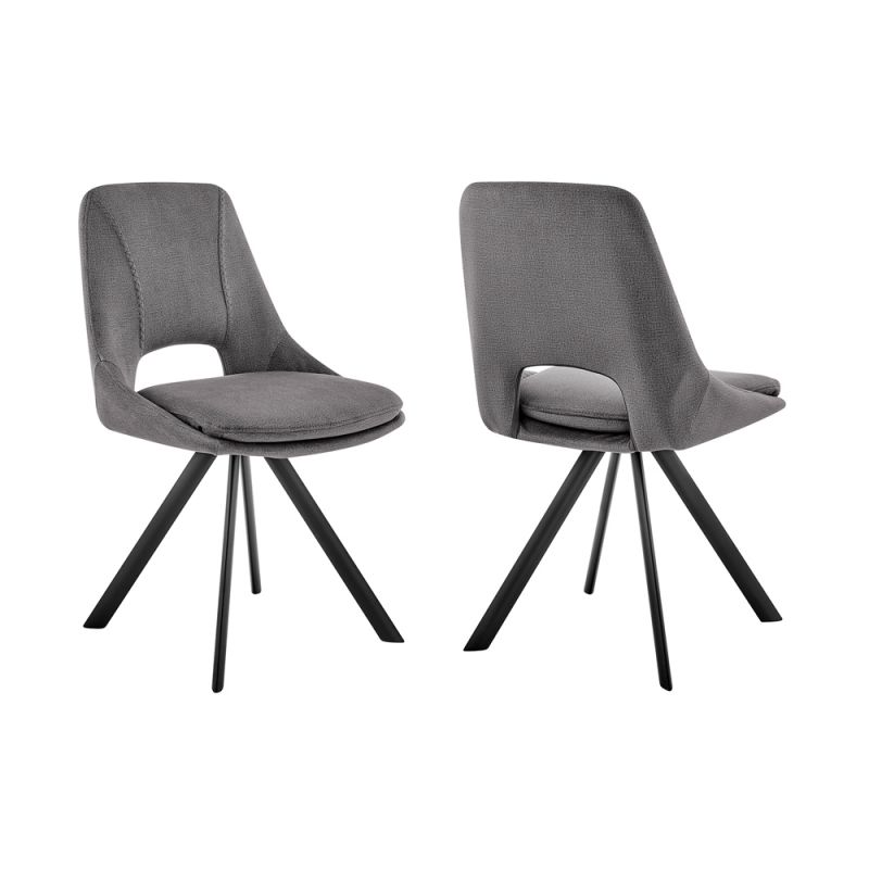 Armen Living - Lexi Dining room Accent Chair in Gray Velvet and Black Finish (Set of 2) - LCLESIGRY