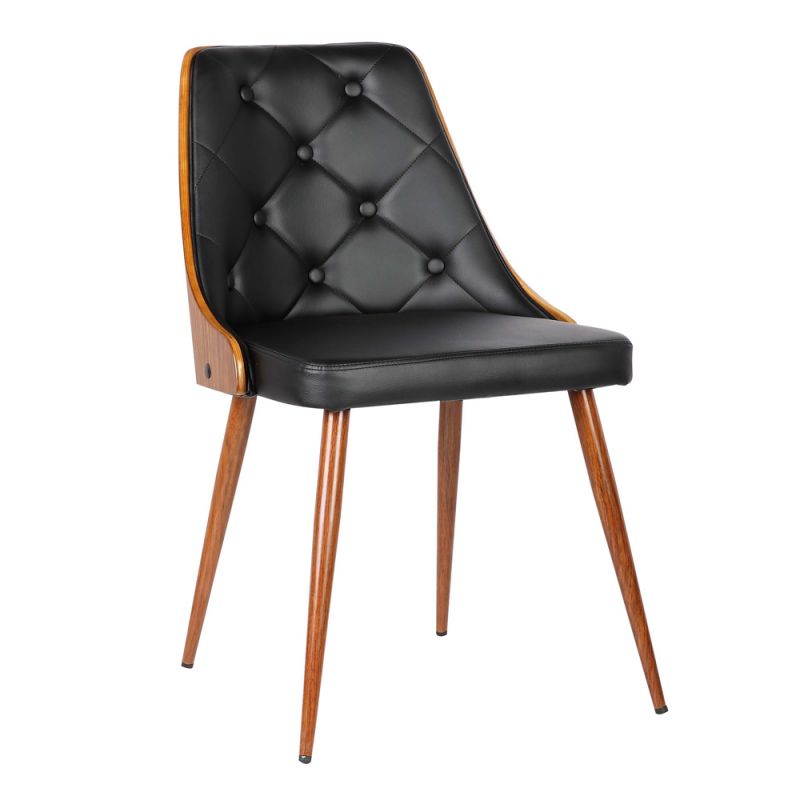 Armen Living - Lily Mid-Century Dining Chair in Walnut Finish and Black Faux Leather - LCLLSIWABL