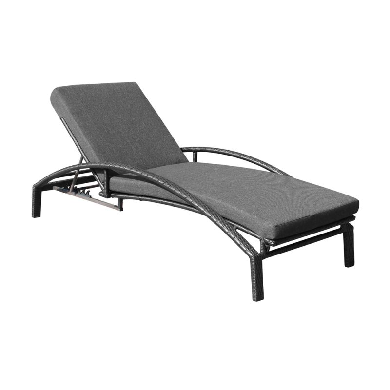 Armen Living - Mahana Adjustable Patio Outdoor Chaise Lounge Chair in Black Wicker with Charcoal Cushions - LCMHLOCH