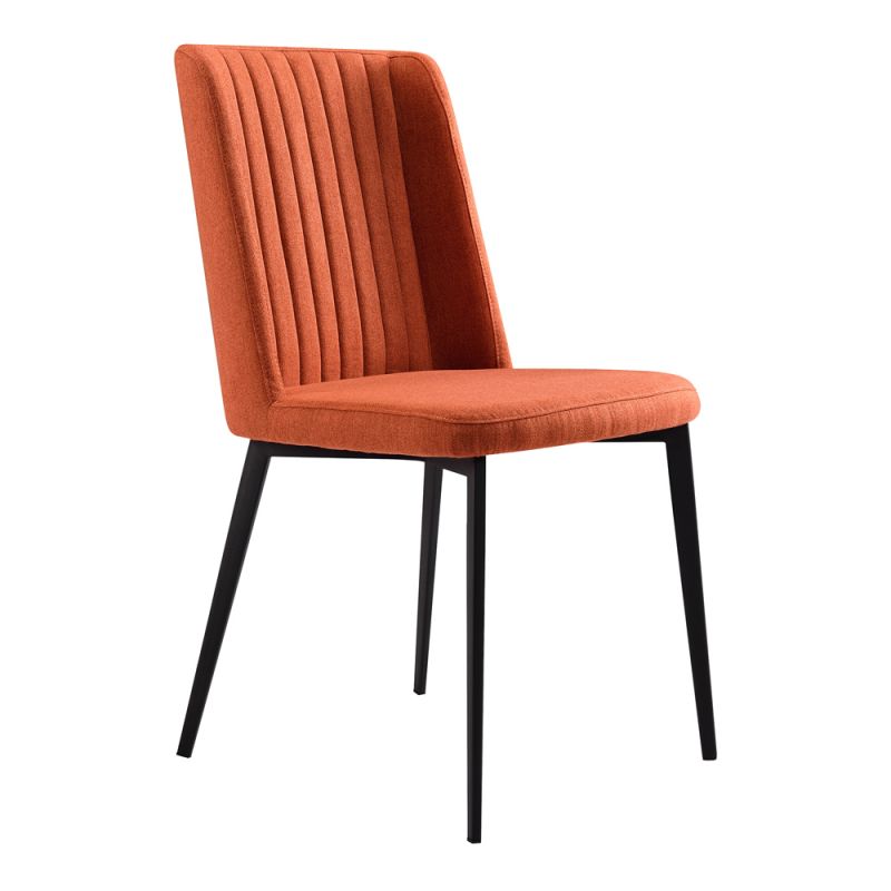 Armen Living - Maine Contemporary Dining Chair in Matte Black Finish and Orange Fabric (Set of 2) - LCMNSIOR