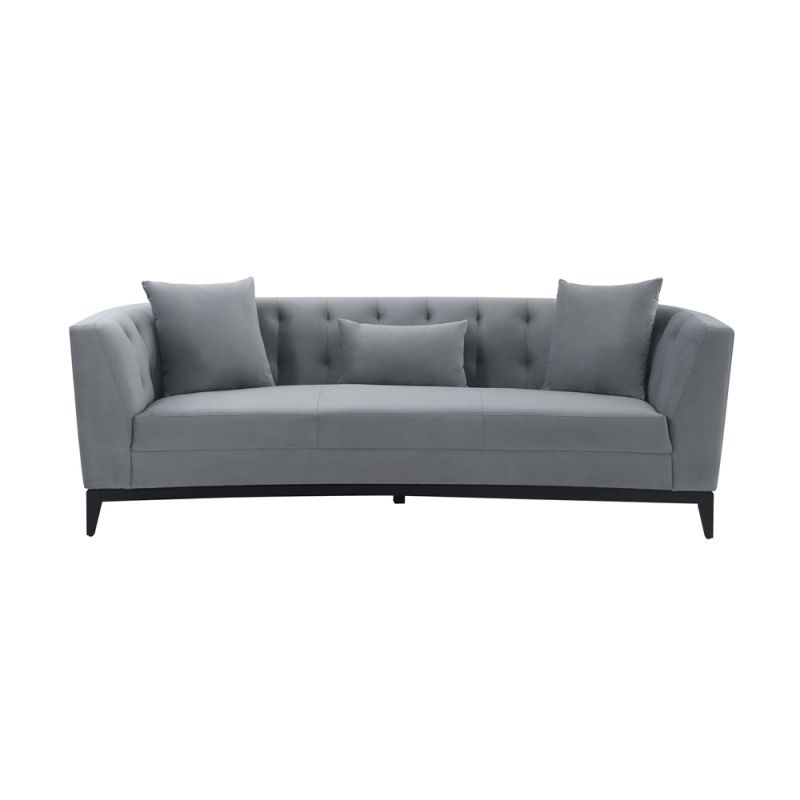 Armen Living - Melange Gray Velvet Sofa with Black Wood Base - LCMG3GREY