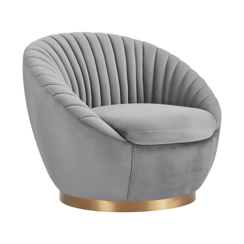 Armen Living - Mitzy Gray Velvet Swivel Accent Chair with Gold Base - LCMTCHGREY