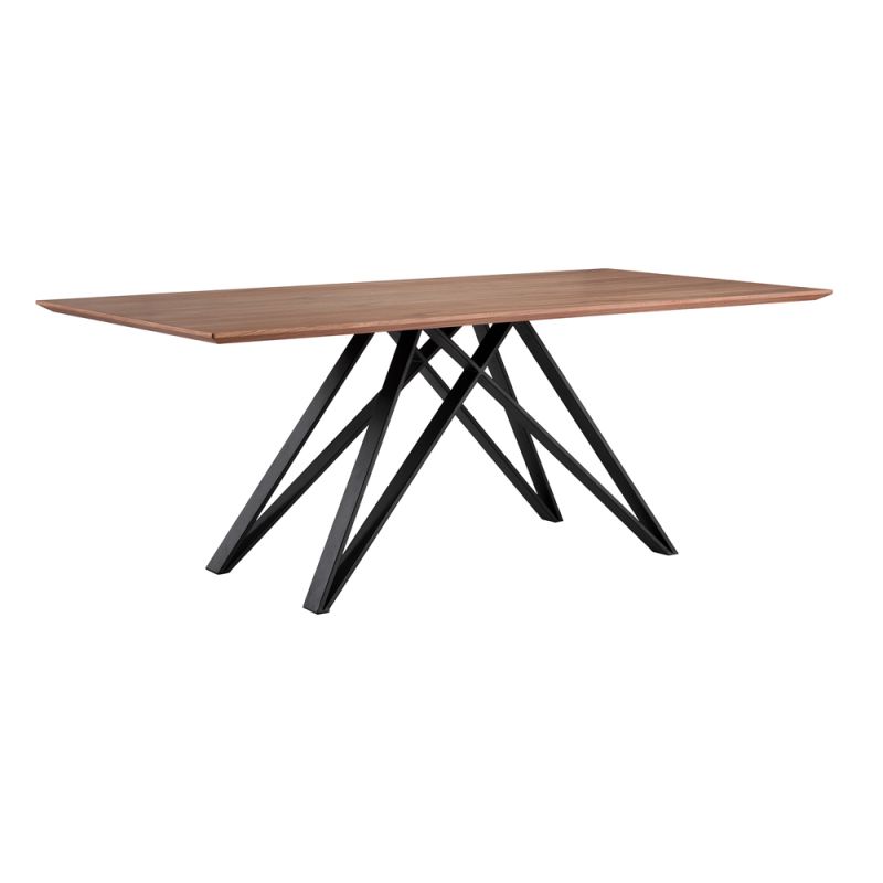 Armen Living - Modena Contemporary Dining Table in Matte Black Finish and Walnut Wood Top - LCMNDIWABL