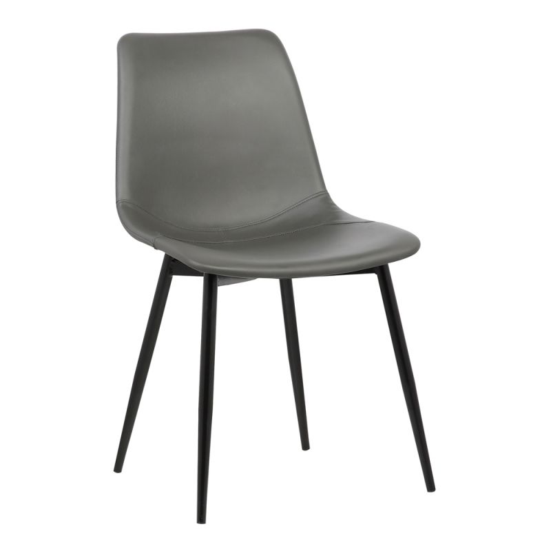 Armen Living - Monte Contemporary Dining Chair in Gray Faux Leather with Black Powder Coated Metal Legs - LCMOCHGREY