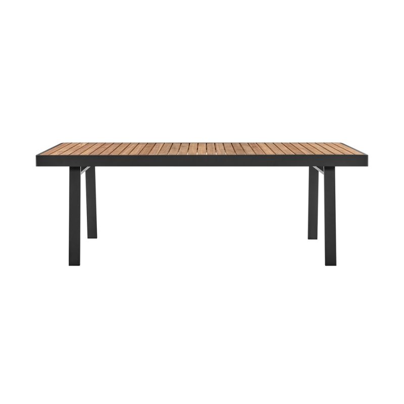 Armen Living - Nofi Outdoor Patio Dining Table in Charcoal Finish with Teak Wood Top - LCNODIGR