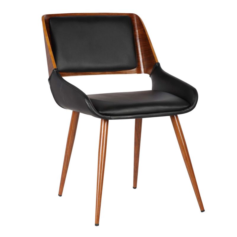 Armen Living - Panda Mid-Century Dining Chair in Walnut Finish and Black Faux Leather - LCPNSIWABL