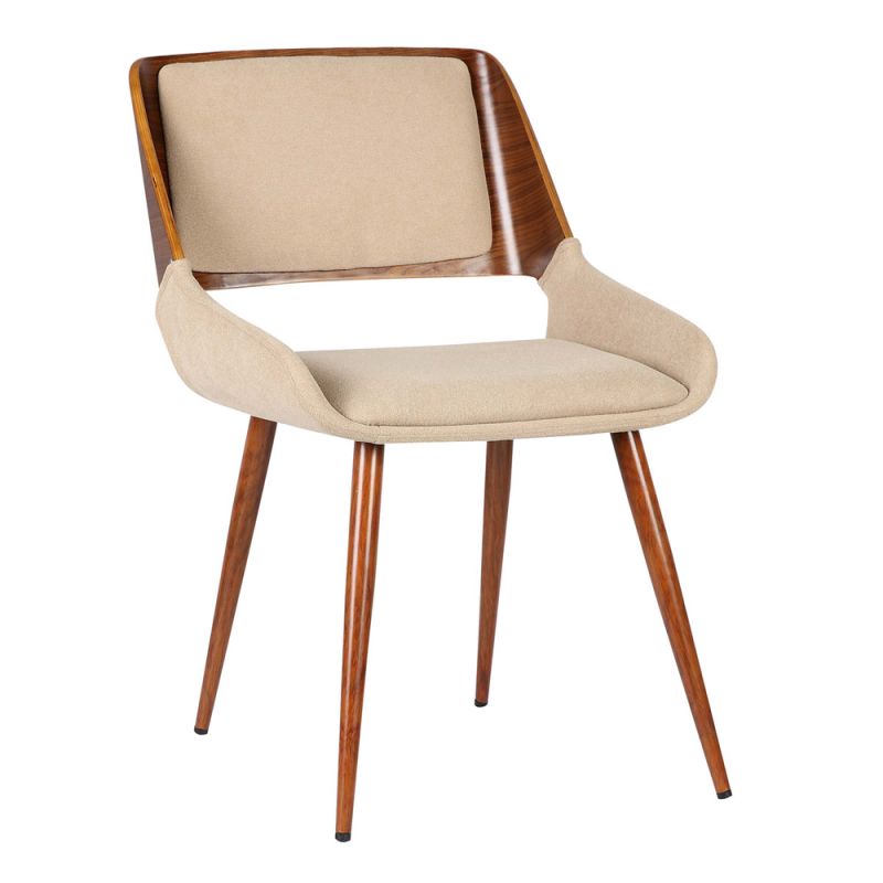 Armen Living - Panda Mid-Century Dining Chair in Walnut Finish and Brown Fabric - LCPNSIWABR