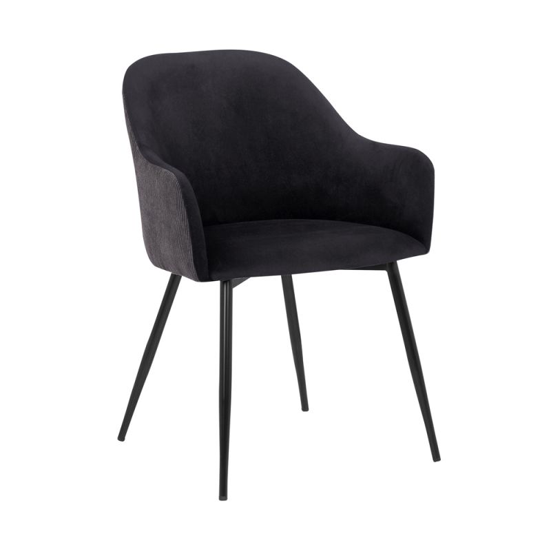 Armen Living - Pixie Black and Dark Grey Fabric Dining Room Chair with Black Metal Legs - LCPXCHBLK