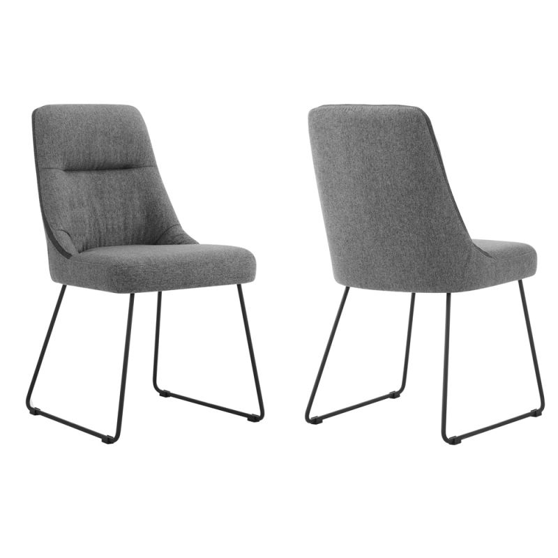 Armen Living - Quartz Gray Fabric and Metal Dining Room Chairs (Set of 2) - LCQRSIGR