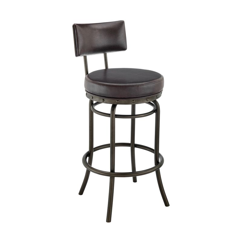 Armen Living - Rees Swivel Counter or Bar Stool in Mocha Finish with Brown Faux Leather - 840254333611