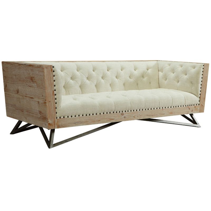Armen Living - Regis Cream Sofa With Pine Frame And Gunmetal Legs - LCRE3CR