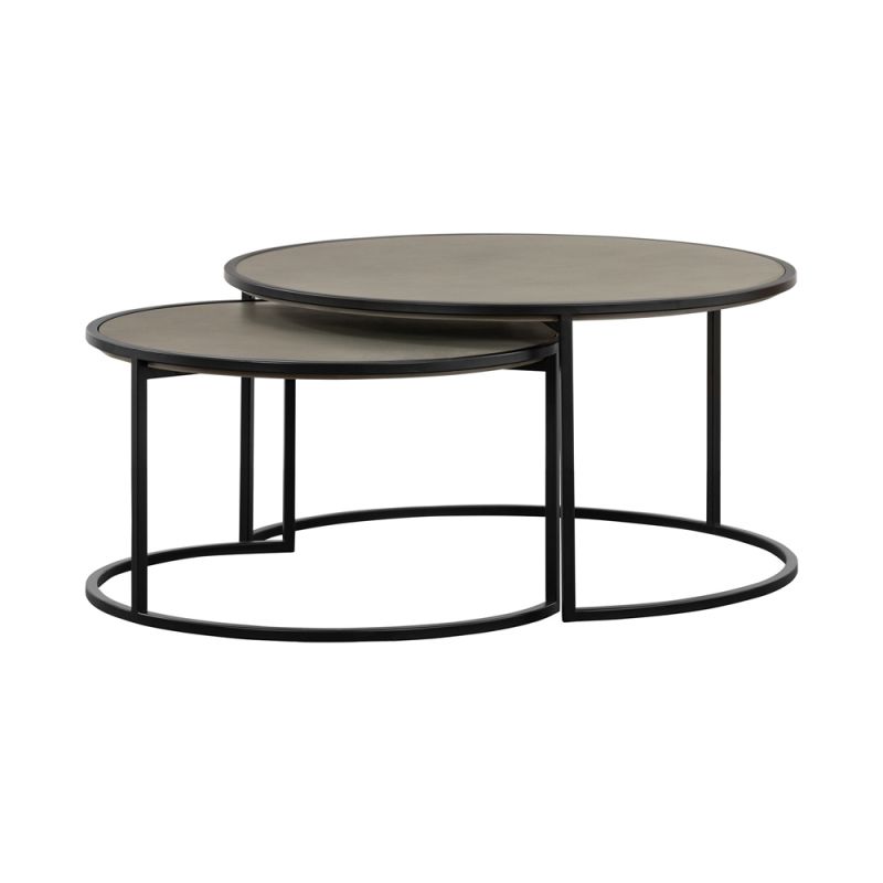 Armen Living - Rina Concrete and Black Metal 2 Piece Nesting Coffee Table Set - LCRICOCCGR