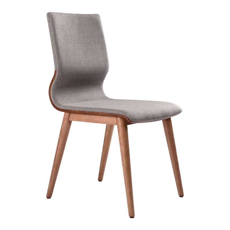 Armen Living - Robin Mid-Century Dining Chair in Walnut Finish and Gray Fabric - Set of 2 - LCRBSIGR