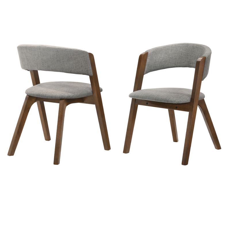 Armen Living - Rowan Gray Upholstered Dining Chairs in Walnut Finish (Set of 2) - LCRWSIGRWA