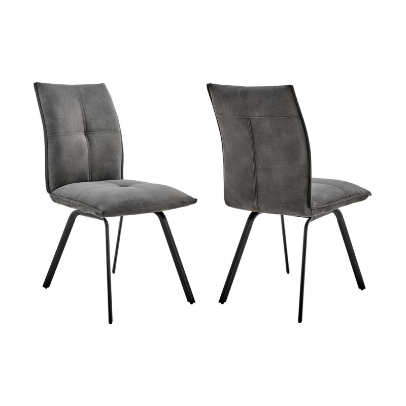 Armen Living - Rylee Dining Room Accent Chair in Charcoal Fabric and Black Finish (Set of 2) - LCRYSICHA