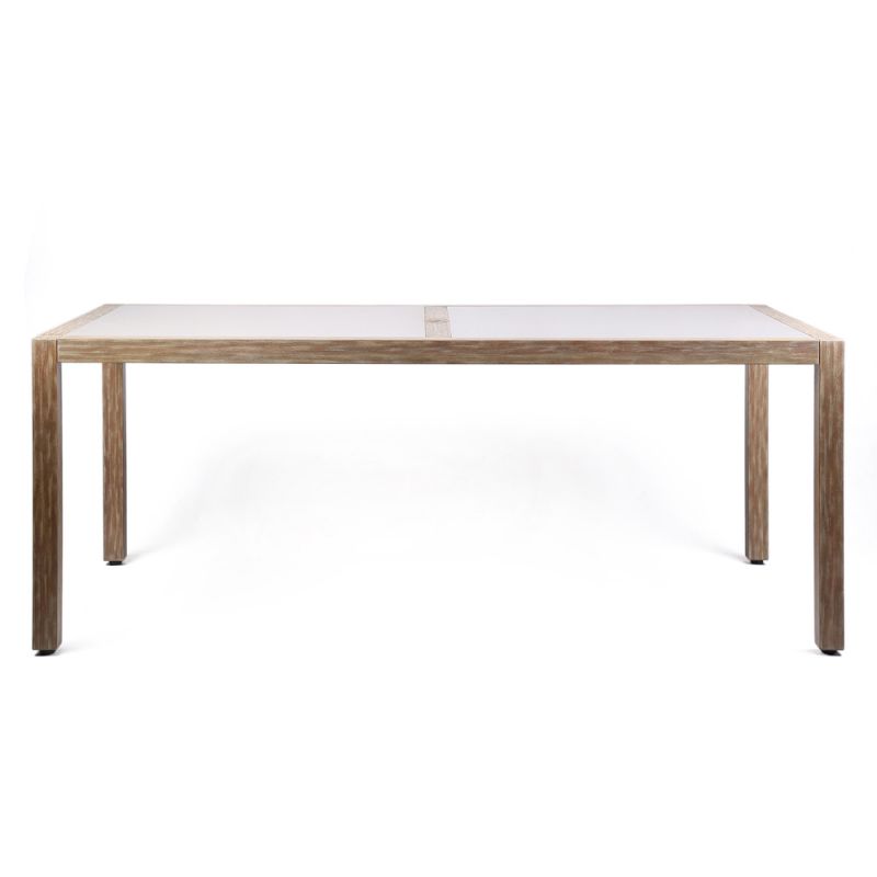 Armen Living - Sienna Outdoor Eucalyptus Dining Table with Teak Finish and Grey Super Stone Top - LCSIDITEAK