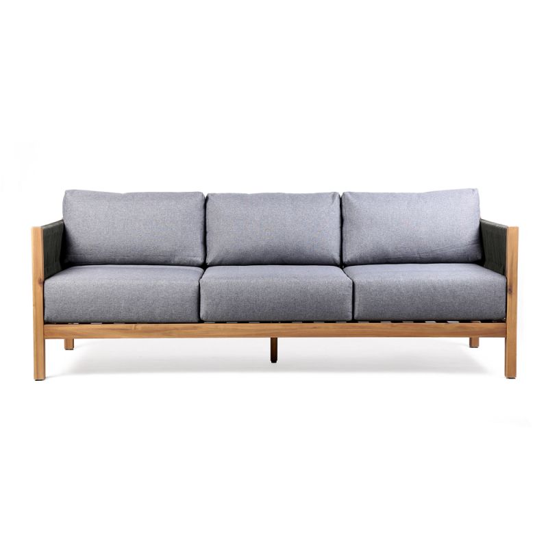 Armen Living - Sienna Outdoor Eucalyptus Sofa in Teak Finish with Grey Cushions - LCSISOWDTK