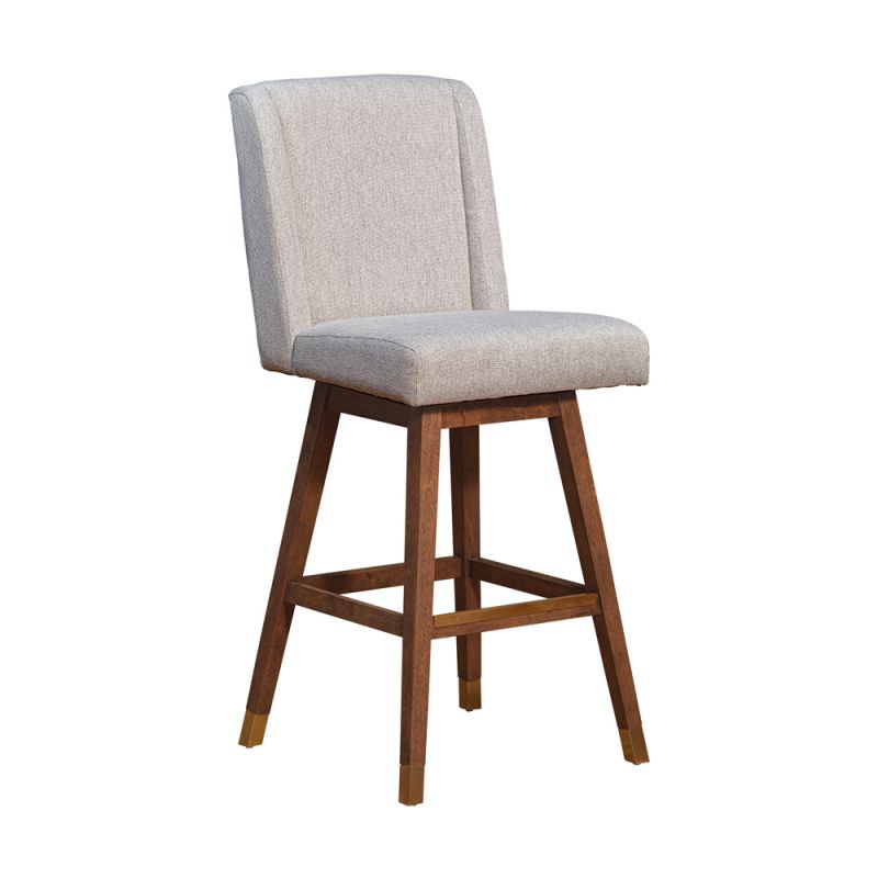 Armen Living  - Stancoste Swivel Bar Stool in Brown Oak Wood Finish with Taupe Fabric - 840254332126 - CLOSEOUT