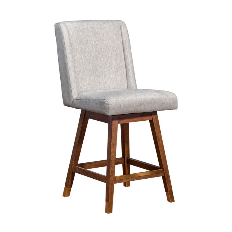 Armen Living  - Stancoste Swivel Counter Stool in Brown Oak Wood Finish with Beige Fabric - 840254332157