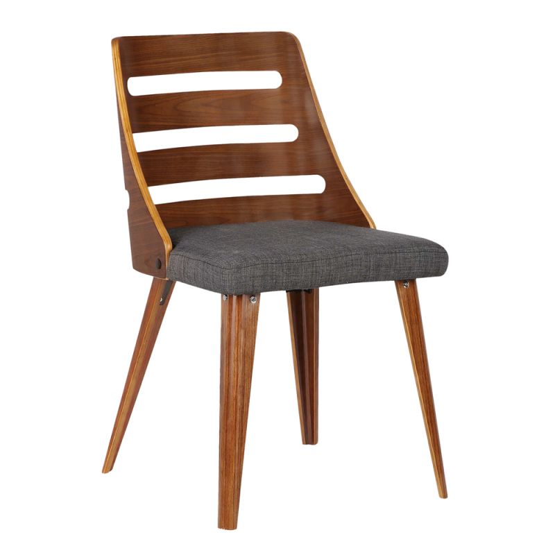 Armen Living - Storm Mid-Century Dining Chair in Walnut Wood and Charcoal Fabric - LCSTSIWACH