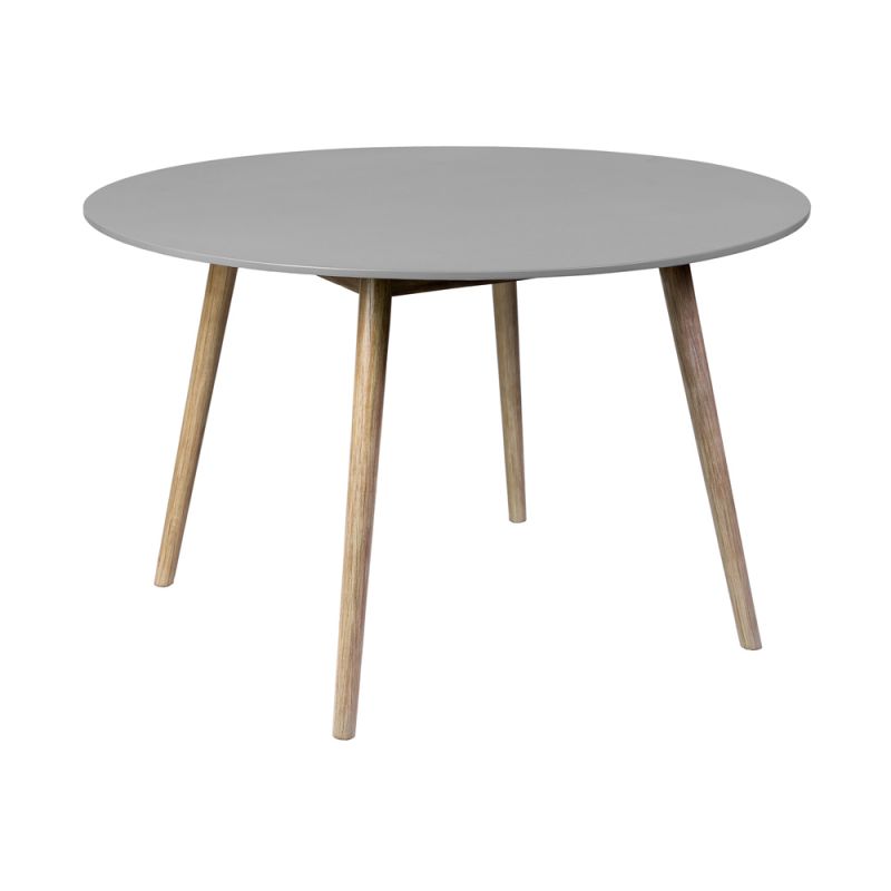 Armen Living - Sydney Outdoor Patio Round Dining Table in Light Eucalyptus and Grey Stone - 840254335943