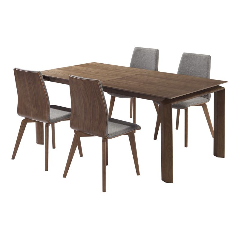 Armen Living - Treviso Mid-Century Walnut Wood 5 Piece Dining Set - SETTVDIWAACGY