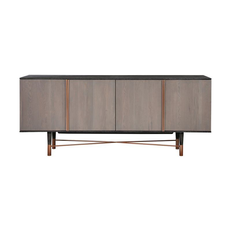 Armen Living - Turin Rustic Oak Wood Sideboard Cabinet with Copper Accent - LCTNBUBL