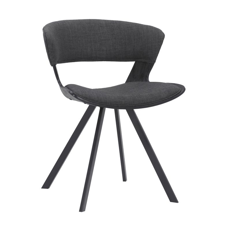 Armen Living - Ulric Black Wood and Metal Modern Dining Room Accent Chair in Charcoal Grey - LCULSIBLCH