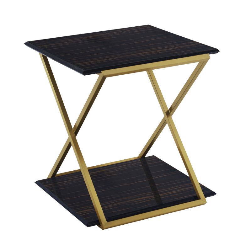 Armen Living - Westlake Dark Brown Veneer End Table with Brushed Gold Legs - LCWLLABRGLD